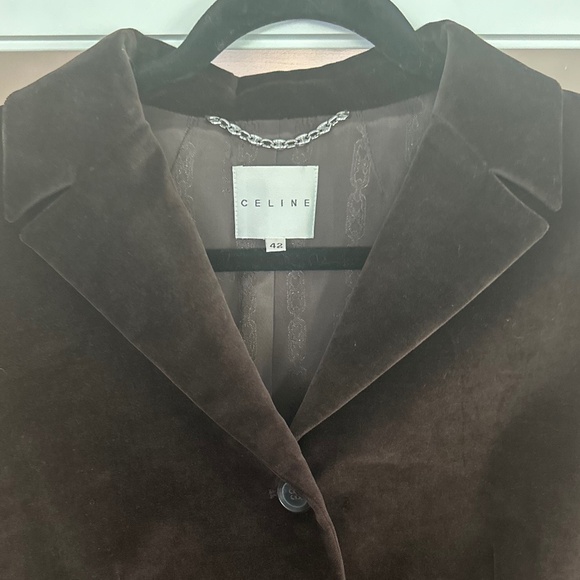 Vintage CELINE Brown Velvet Blazer - Never worn, like new - Size 10 - Picture 4 of 14